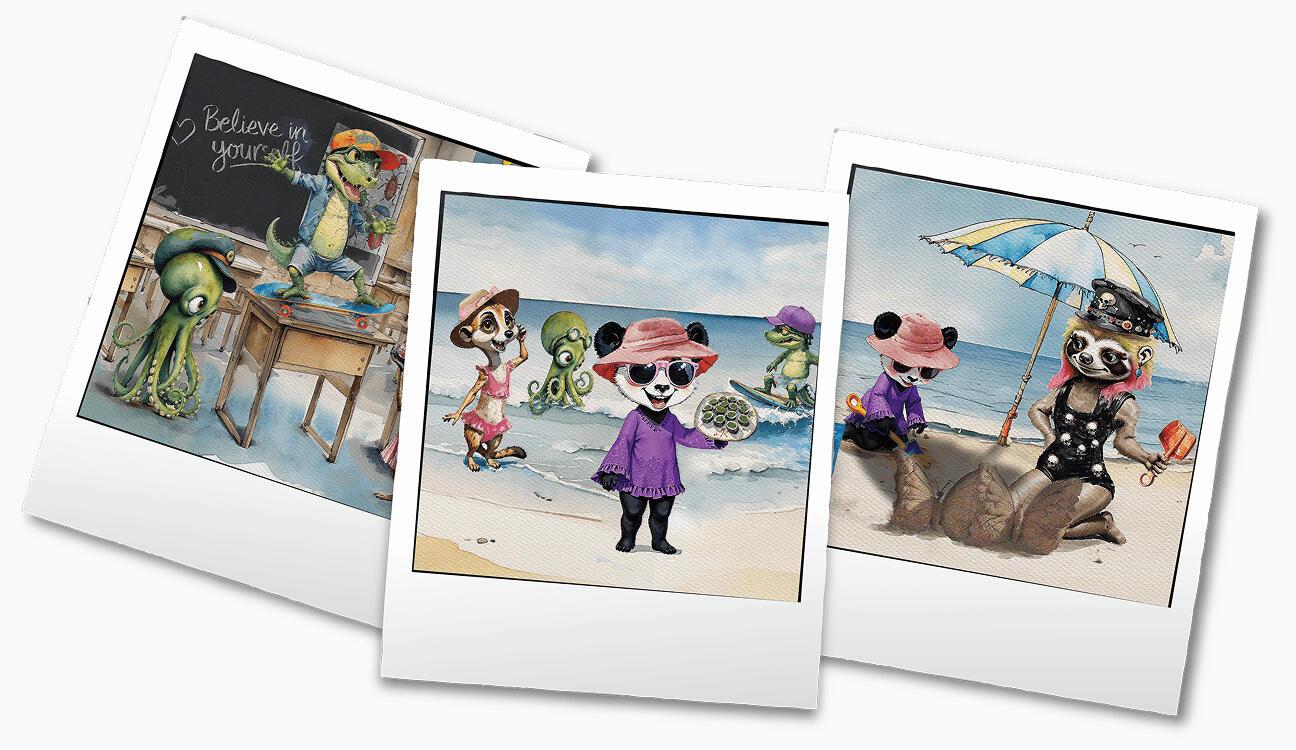 Polaroids from the beach party.